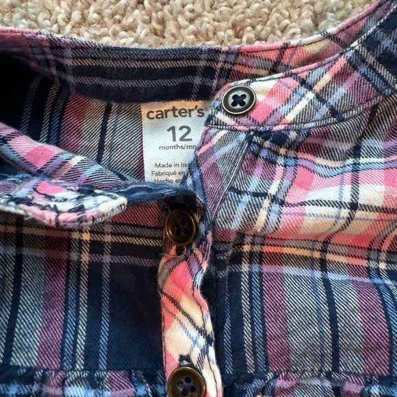 Carter’s Plaid Tunic long sleeve top and Pink Leggings outfit Size 12 Months - Picture 4 of 11